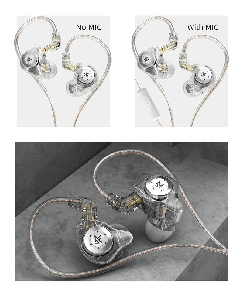 KZ EDX PRO Fones De Ouvido Dinâmicos HIFI Baixo com microfone