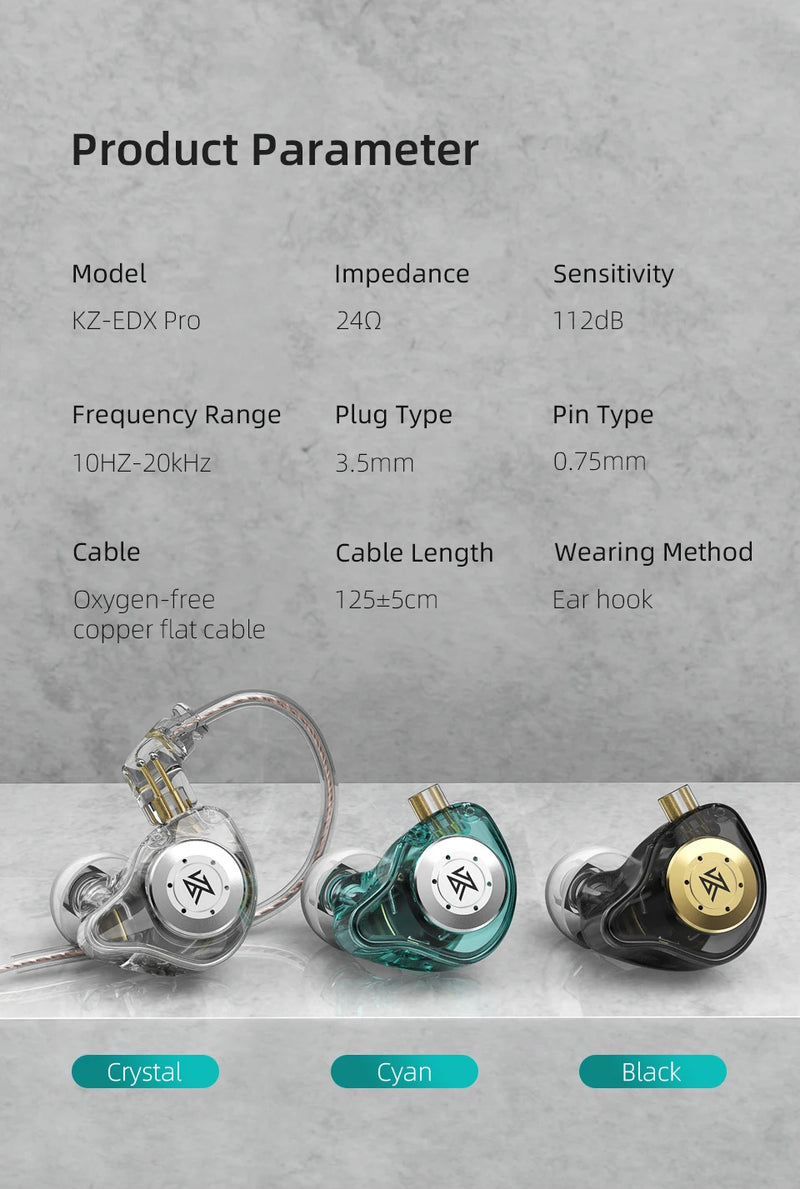 KZ EDX PRO Fones De Ouvido Dinâmicos HIFI Baixo com microfone
