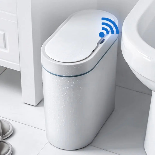 **Lixeira Inteligente Automática 7 L – Sensor Eletrônico à Prova d’Água para Cozinha e Banheiro, Design de Junção Estreita**