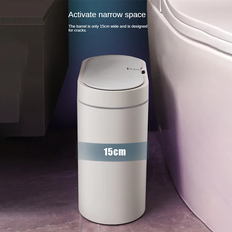 **Lixeira Inteligente Automática 7 L – Sensor Eletrônico à Prova d’Água para Cozinha e Banheiro, Design de Junção Estreita**