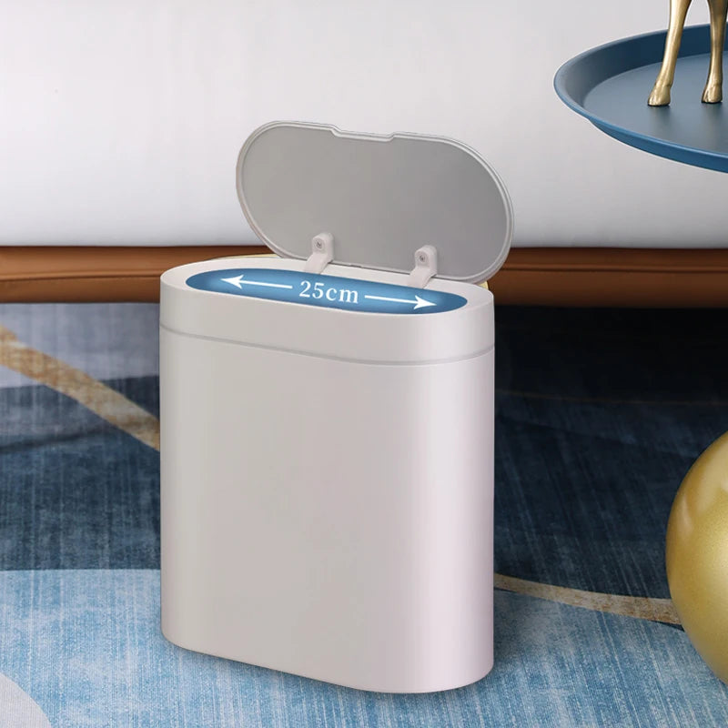 **Lixeira Inteligente Automática 7 L – Sensor Eletrônico à Prova d’Água para Cozinha e Banheiro, Design de Junção Estreita**