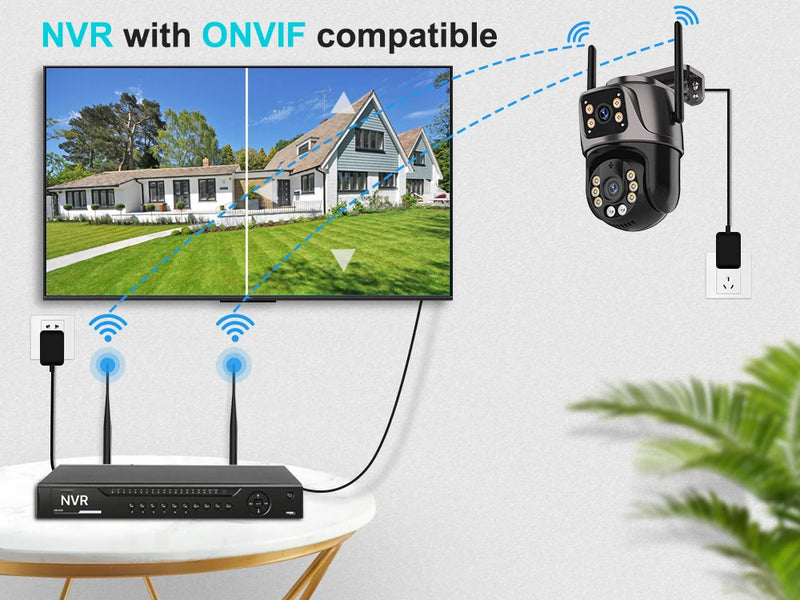 Câmera de Segurança 4K 8MP Wi-Fi PTZ – Dupla Lente com Rastreamento Inteligente e Visão Noturna | IP66 HD para Monitoramento Externo
