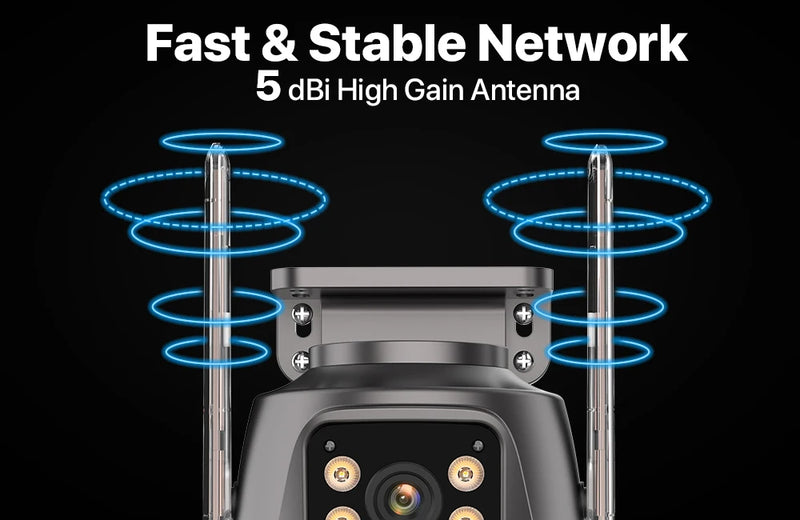 Câmera de Segurança 4K 8MP Wi-Fi PTZ – Dupla Lente com Rastreamento Inteligente e Visão Noturna | IP66 HD para Monitoramento Externo