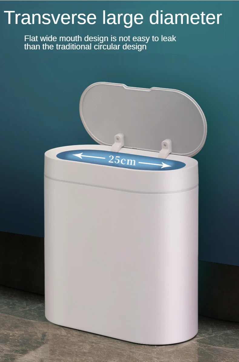 **Lixeira Inteligente Automática 7 L – Sensor Eletrônico à Prova d’Água para Cozinha e Banheiro, Design de Junção Estreita**