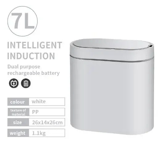 **Lixeira Inteligente Automática 7 L – Sensor Eletrônico à Prova d’Água para Cozinha e Banheiro, Design de Junção Estreita**