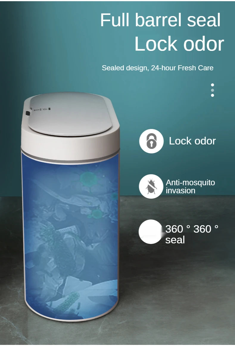 **Lixeira Inteligente Automática 7 L – Sensor Eletrônico à Prova d’Água para Cozinha e Banheiro, Design de Junção Estreita**