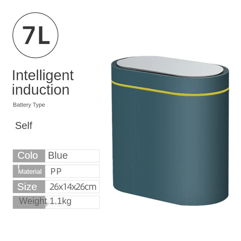 **Lixeira Inteligente Automática 7 L – Sensor Eletrônico à Prova d’Água para Cozinha e Banheiro, Design de Junção Estreita**