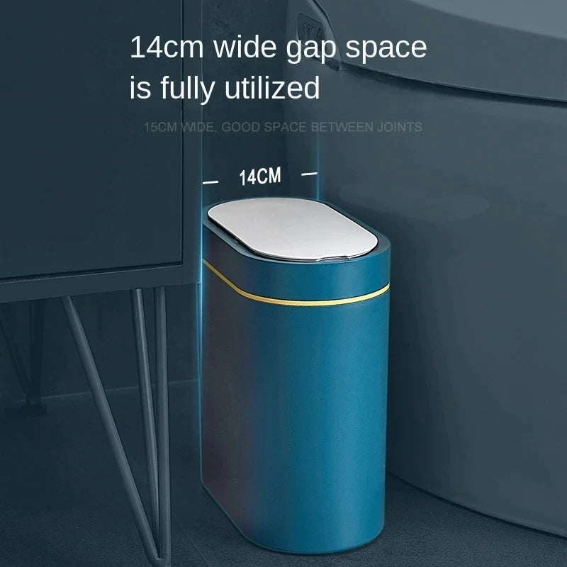 **Lixeira Inteligente Automática 7 L – Sensor Eletrônico à Prova d’Água para Cozinha e Banheiro, Design de Junção Estreita**