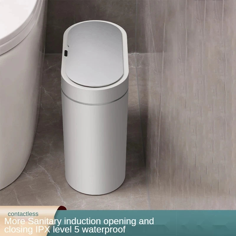 **Lixeira Inteligente Automática 7 L – Sensor Eletrônico à Prova d’Água para Cozinha e Banheiro, Design de Junção Estreita**
