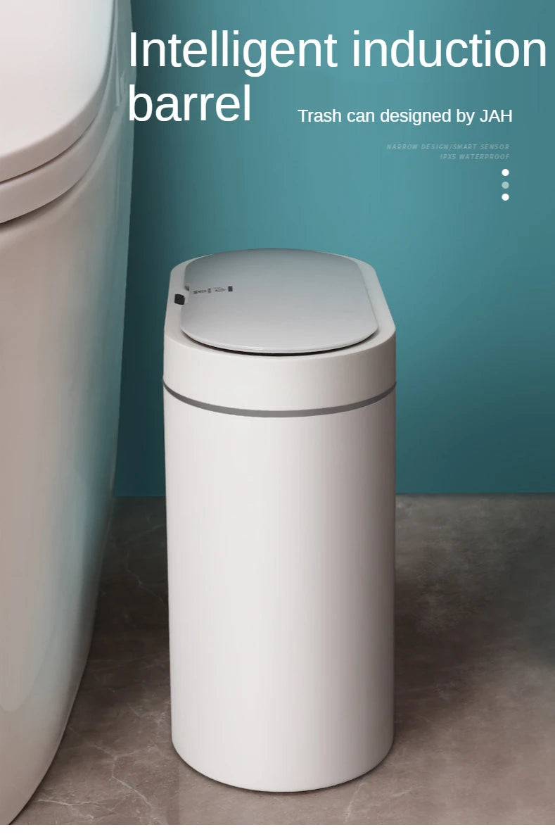 **Lixeira Inteligente Automática 7 L – Sensor Eletrônico à Prova d’Água para Cozinha e Banheiro, Design de Junção Estreita**