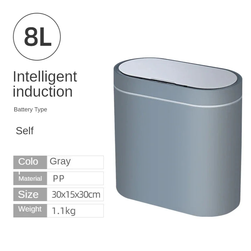 **Lixeira Inteligente Automática 7 L – Sensor Eletrônico à Prova d’Água para Cozinha e Banheiro, Design de Junção Estreita**