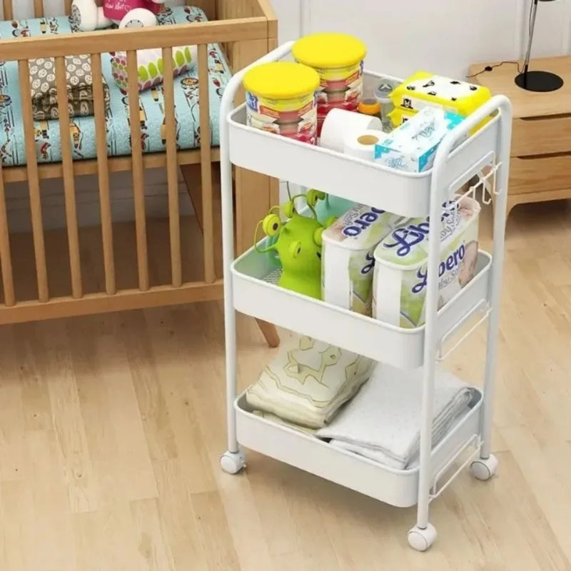 Carrinho de armazenamento de estante, organizador de cozinha móvel com rodas, prateleira de banheiro multicamadas, rack de armazenamento de lanches domésticos