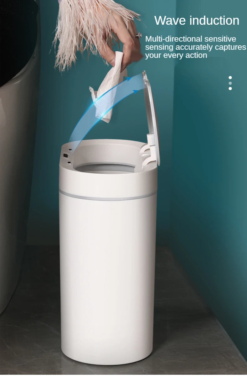 **Lixeira Inteligente Automática 7 L – Sensor Eletrônico à Prova d’Água para Cozinha e Banheiro, Design de Junção Estreita**