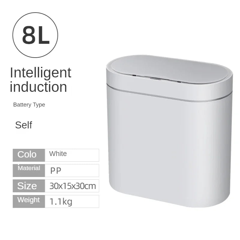 **Lixeira Inteligente Automática 7 L – Sensor Eletrônico à Prova d’Água para Cozinha e Banheiro, Design de Junção Estreita**